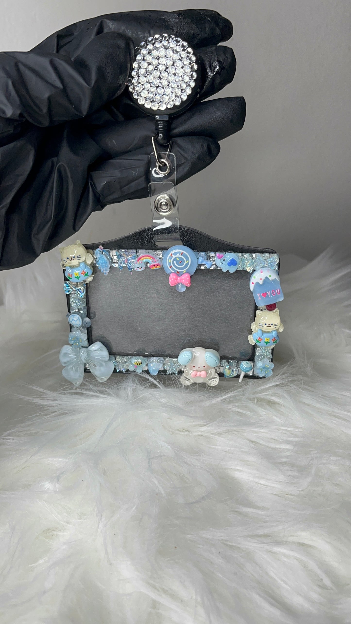 Black With Blue Charms Badge